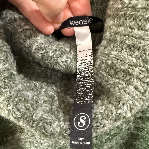 Kensie Boho Green Oversized Fringe Sweater Cozy Relaxed Striped Cabincore - Picture 4 of 9